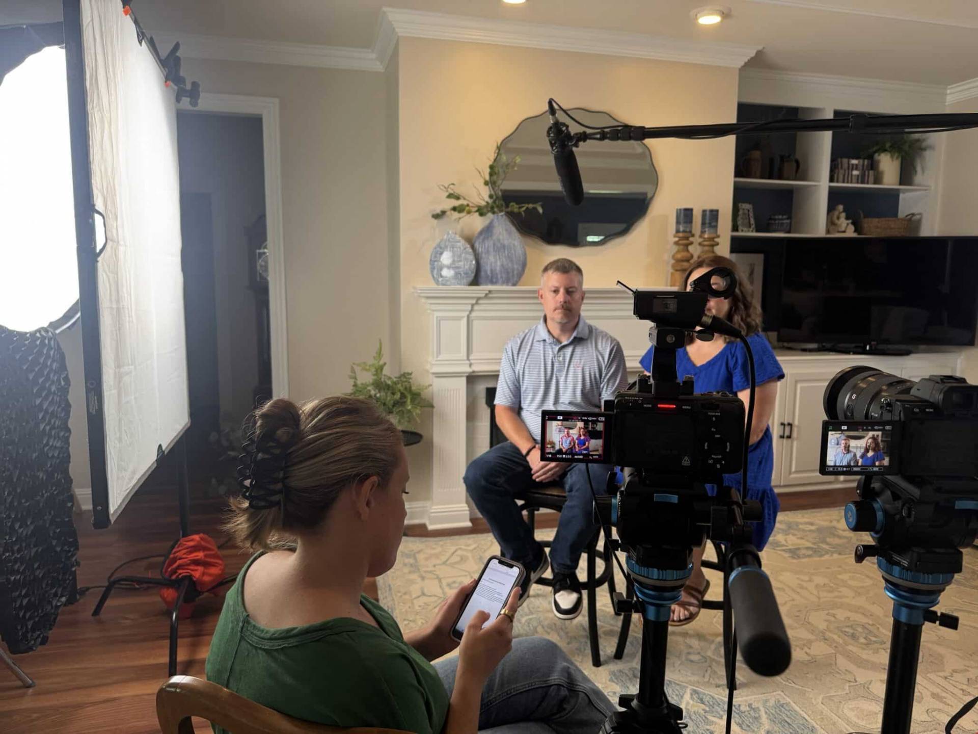 Testimonial video setup for nonprofit