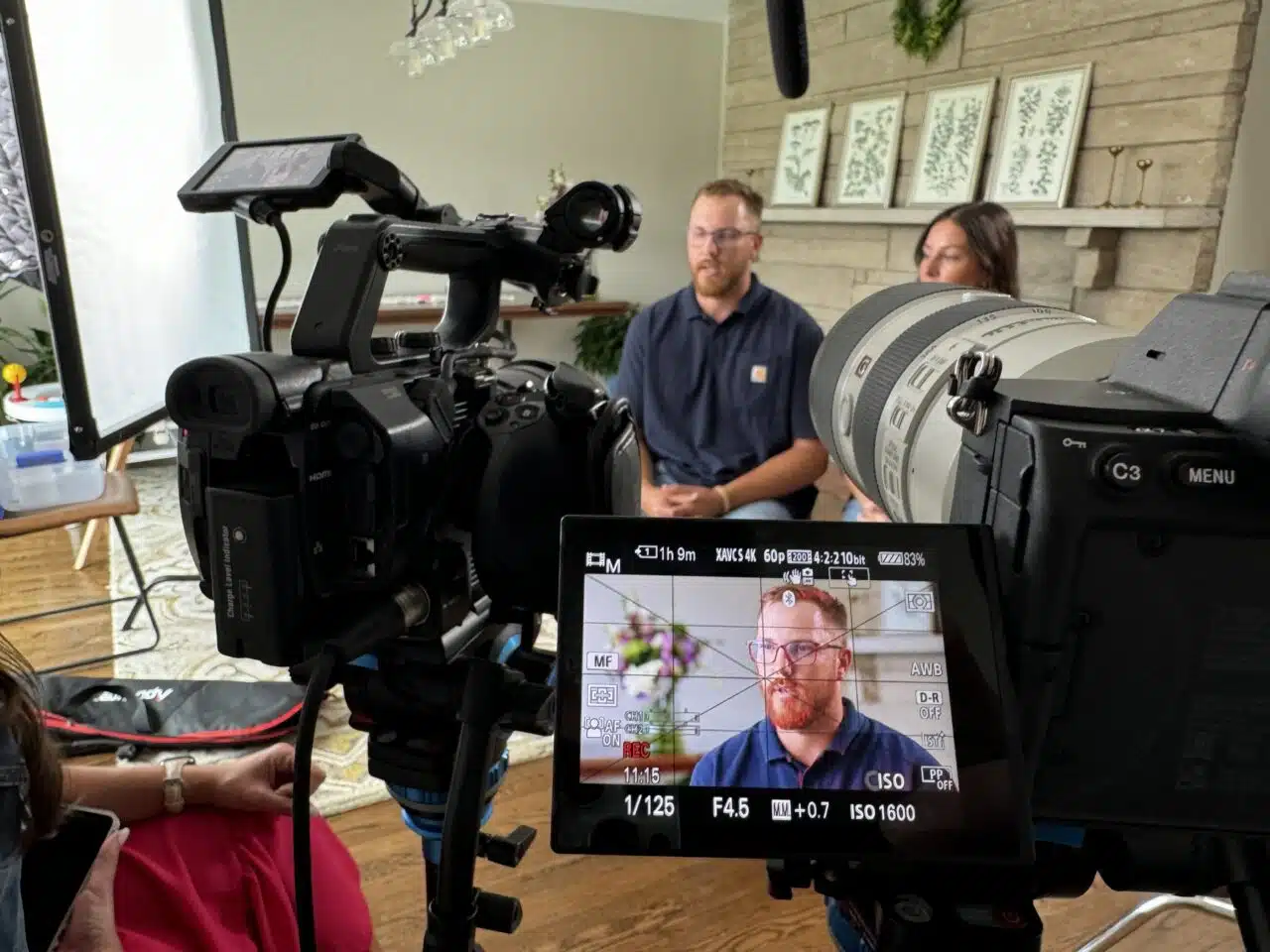 Wonder Boy Media filming a two-camera client testimonial on location in Kentucky